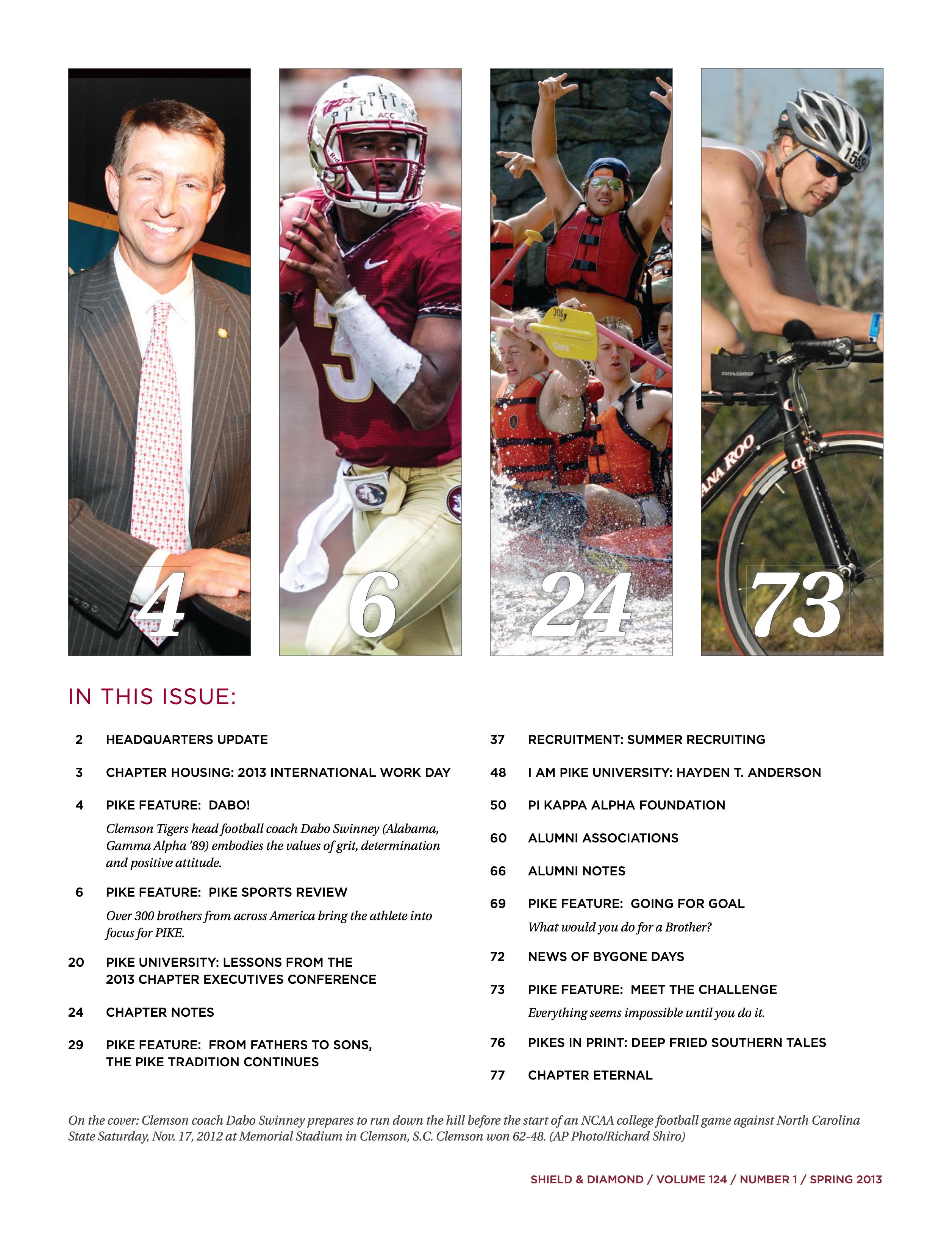 Shield & Diamond, Vol. 124, No. 1, Table of Contents